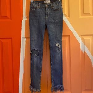 Free People Frayed Ankle Jeans